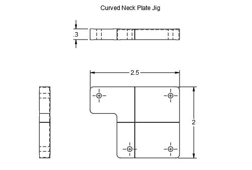 Contoured & Curved Guitar Neck Plate Jig - Technical Drawing - Jayrus Labs