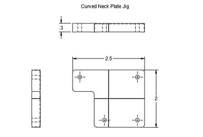 Contoured & Curved Guitar Neck Plate Jig - Technical Drawing - Jayrus Labs