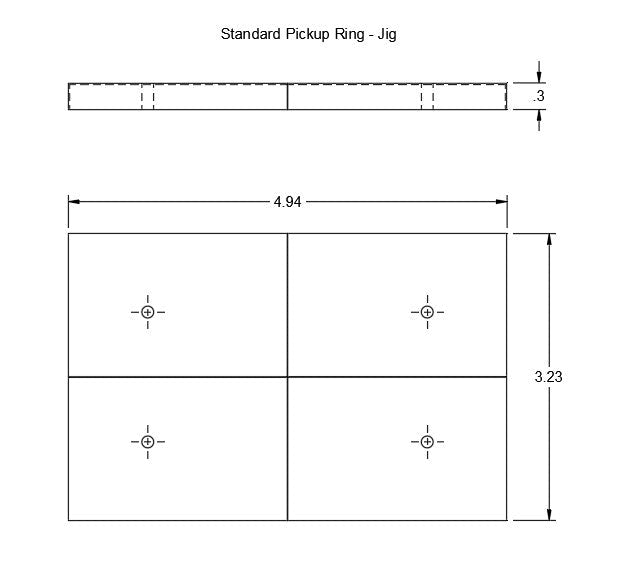 Standard Humbucker Pickup Ring Screw Locator - Technical Drawing - Jayrus Labs