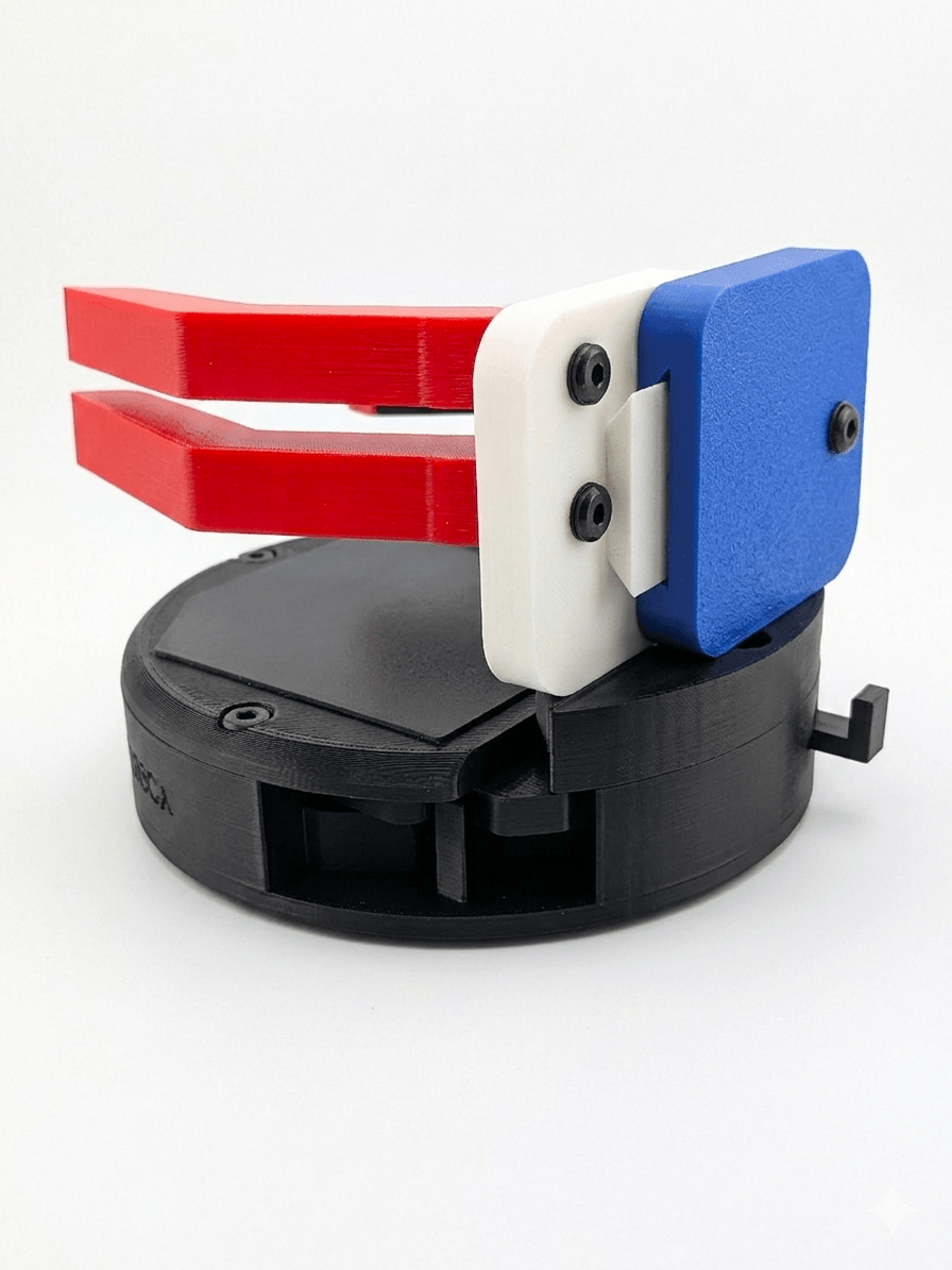 Zor Deca Liberty Edition | Mechanical Desk Mug & Cup Holder - Left Side Image - Jayrus Labs