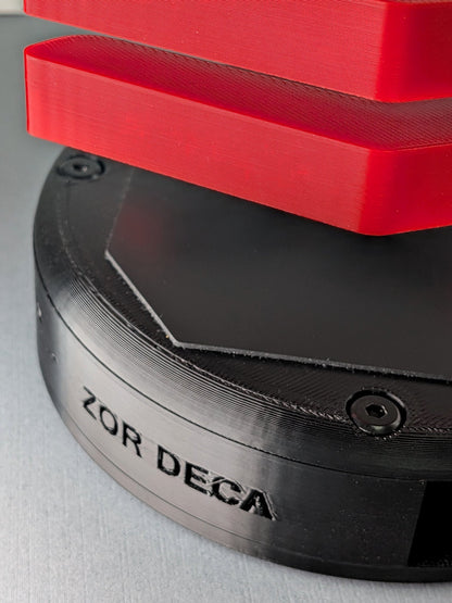 Zor Deca Liberty Edition | Mechanical Desk Mug & Cup Holder - Left Side Closeup Image - Jayrus Labs